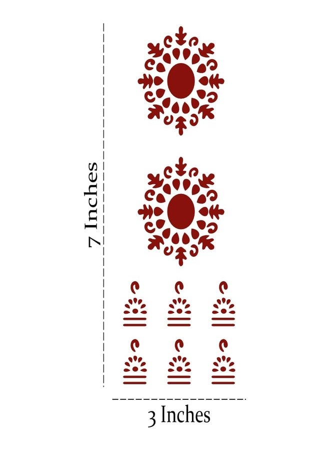 ORDERSHOCK Modern Circle Flower In Maroon Color Mehndi Design For Palm & Fingers, Simple Mehndi Sticker For Girls & Women - Image 3
