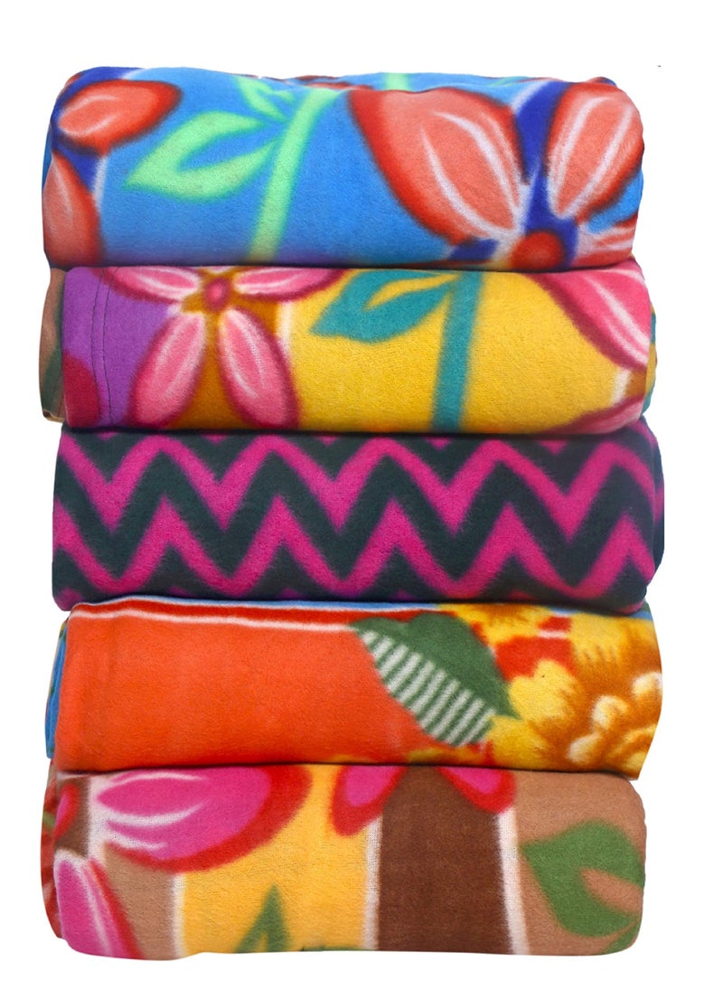 Goyal's Printed Fleece Double Bed All Season Blanket/Comforter/Dohar 250TC - Pack of 5 (87x85 Inch, Floral), - Image 2