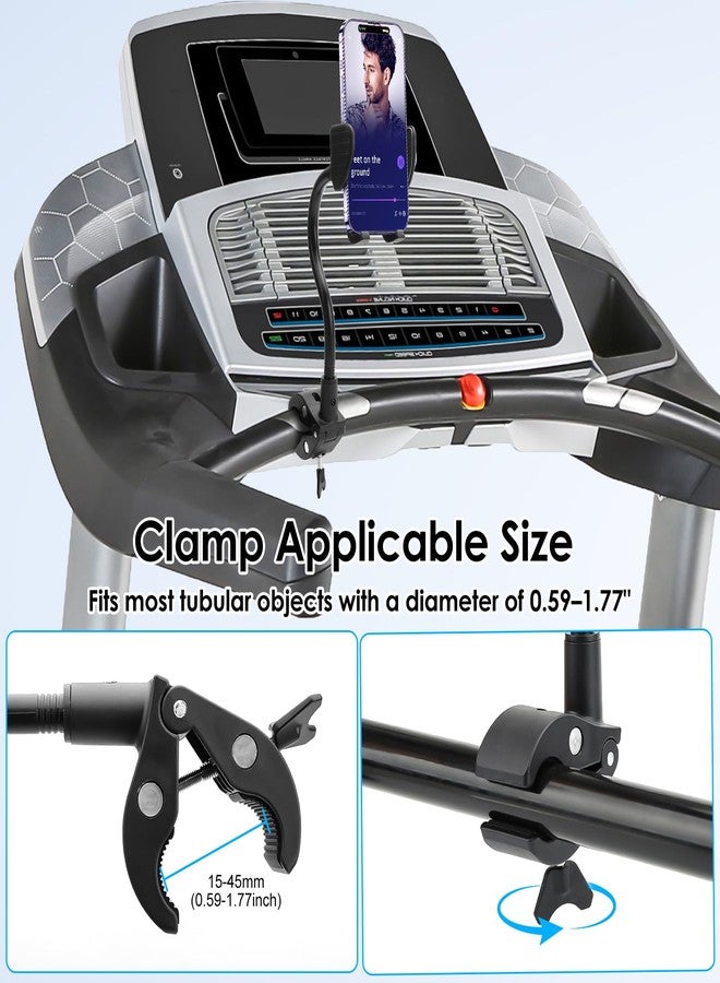 EEEKit Gooseneck Bike Phone Holder, Universal Handlebar Phone Mount Clamp for Wheelchair, Mic Stand, Indoor Cycling Bike, Compatible with 4.7-7.0in Smartphones - Image 3