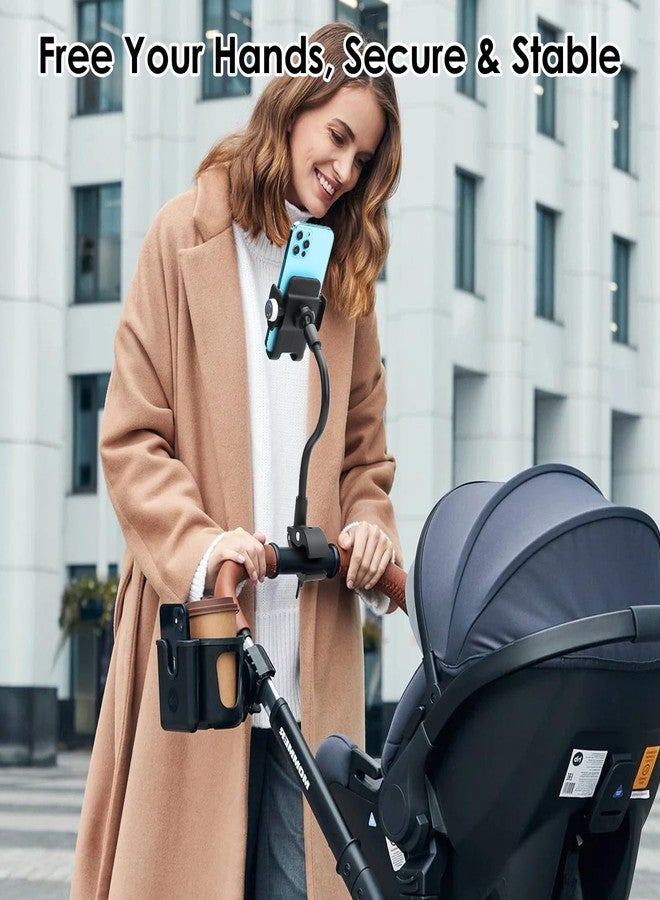 EEEKit Gooseneck Bike Phone Holder, Universal Handlebar Phone Mount Clamp for Wheelchair, Mic Stand, Indoor Cycling Bike, Compatible with 4.7-7.0in Smartphones - Image 2