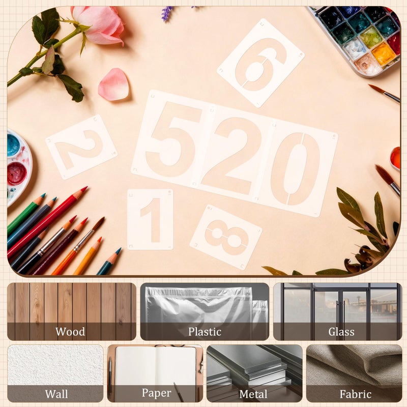 Nuesaurd 3,4,5 Inch Number Stencils, 30Pcs Plastic Reusable Washable Curb Stencil Kit for Address Painting, 0-9 Large Number Custom Stencils Digital Templates for Spray Painting, DIY Crafts, Address Signs - Image 3