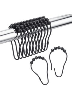 Y&D Shower Curtain Rings, Set of 12, Rust-Resistant Metal Shower Hooks Ring Shower Rings for Curtain Rolling Shower Curtain Hooks for Bathroom Shower Rod Shower Curtain Hangers 