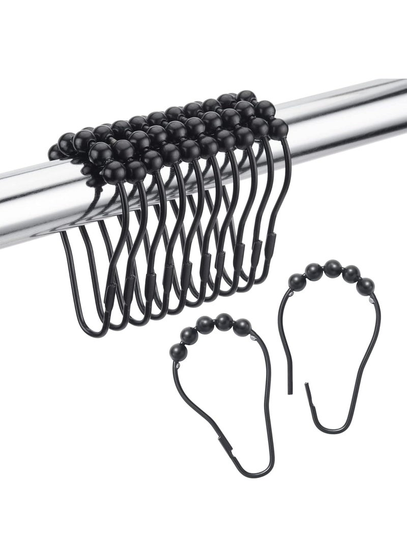 Y&D Shower Curtain Rings, Set of 12, Rust-Resistant Metal Shower Hooks Ring Shower Rings for Curtain Rolling Shower Curtain Hooks for Bathroom Shower Rod Shower Curtain Hangers 