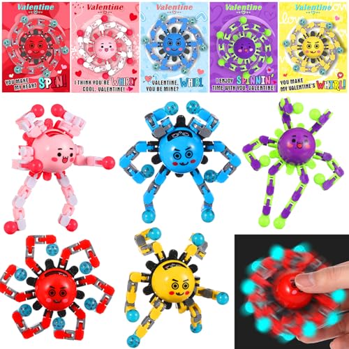 ShinyRelief 25 Pcs Valentines Day Gifts for Kids Valentine Cards with Finger Fidget Toy Glow in The Dark DIY Stress Relief Hand Fingertip Toy for Boys Girls School Game Prizes Exchange Party Favor - Image 1