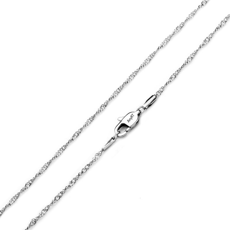 AmyRT Jewelry 2mm Titanium Steel Silver Singapore Chain Necklaces for Women 20 in - Image 1