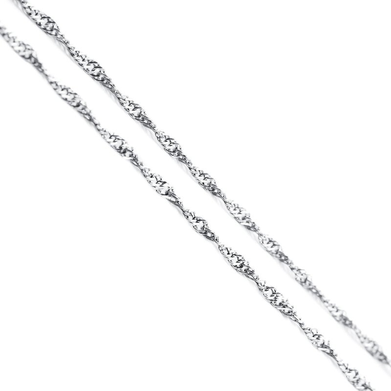 AmyRT Jewelry 2mm Titanium Steel Silver Singapore Chain Necklaces for Women 20 in - Image 4