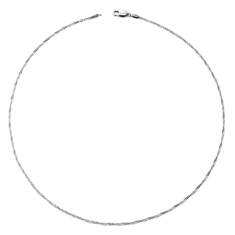 AmyRT Jewelry 2mm Titanium Steel Silver Singapore Chain Necklaces for Women 20 in - Image 5