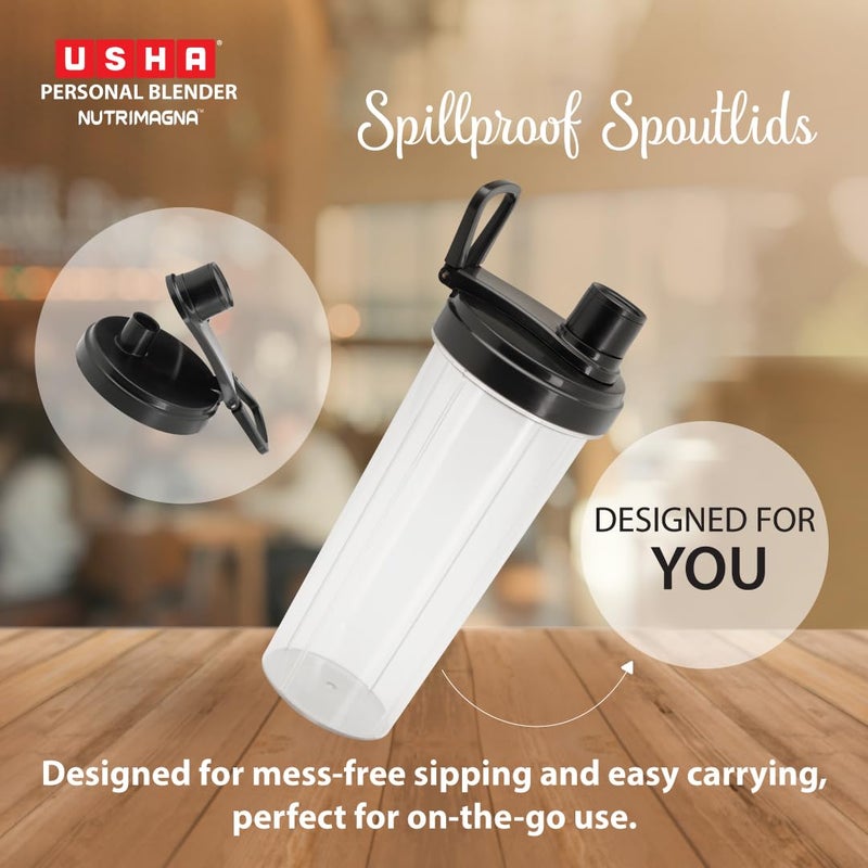 Usha خلاط نوتريماجنا | 350 واط | خلاط محمول | شفرات من الفولاذ المقاوم للصدأ | فوهة مقاومة للتسرب وغطاء للتخزين | عمليتين سرعة ونبض | لافندر - Image 3