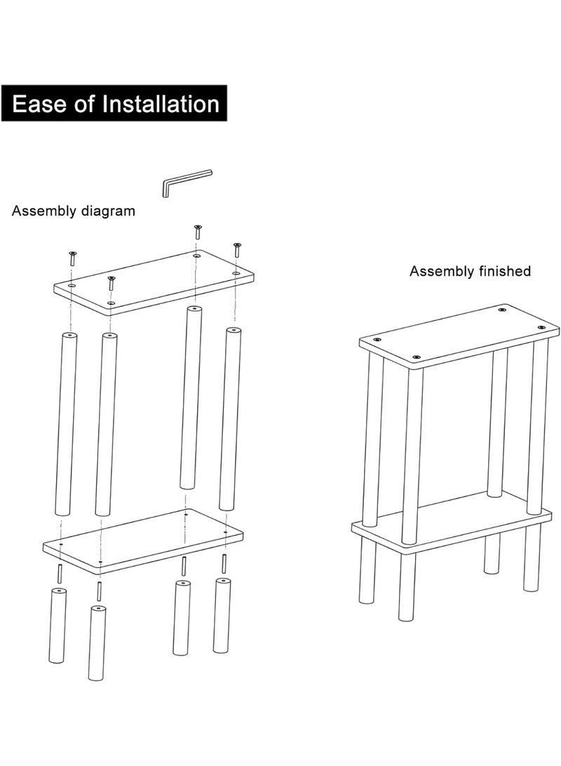 SLASA Clear Acrylic Side Sofa Table – Small Narrow End Table for Living Room, Bedroom, Bathroom – Space Saving Coffee Table – Easy Assembly – 15.7''L x 7''W x 22.3''H - Image 2