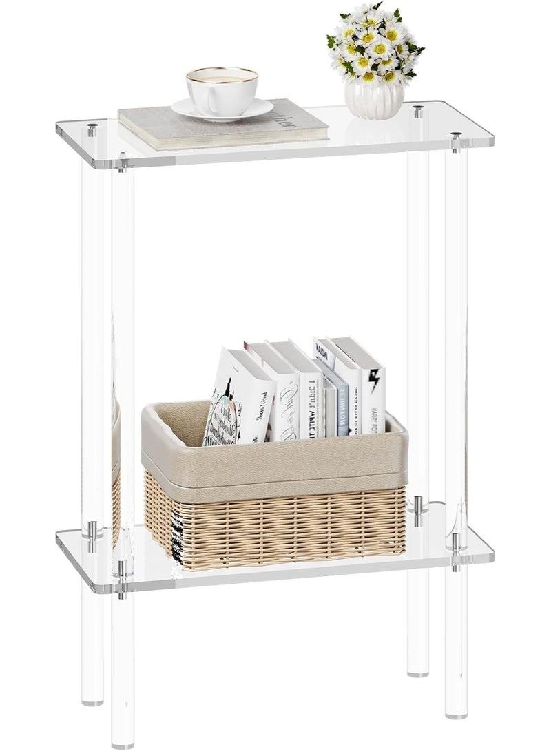 SLASA Clear Acrylic Side Sofa Table – Small Narrow End Table for Living Room, Bedroom, Bathroom – Space Saving Coffee Table – Easy Assembly – 15.7''L x 7''W x 22.3''H - Image 1