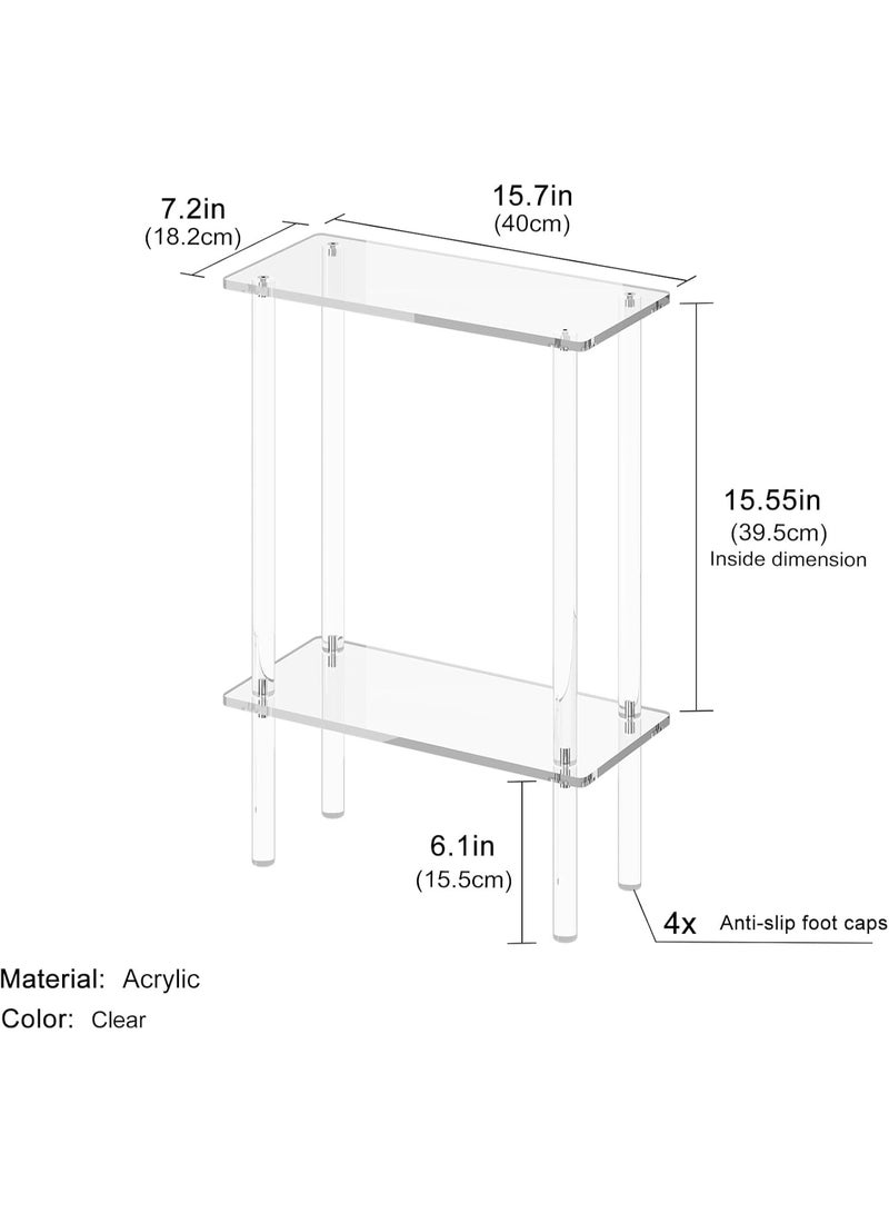 SLASA Clear Acrylic Side Sofa Table – Small Narrow End Table for Living Room, Bedroom, Bathroom – Space Saving Coffee Table – Easy Assembly – 15.7''L x 7''W x 22.3''H - Image 5