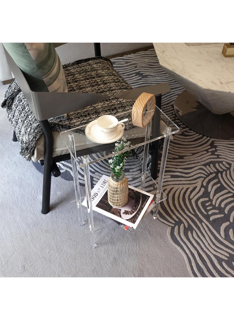 SLASA Clear Acrylic Side Sofa Table – Small Narrow End Table for Living Room, Bedroom, Bathroom – Space Saving Coffee Table – Easy Assembly – 15.7''L x 7''W x 22.3''H - Image 3