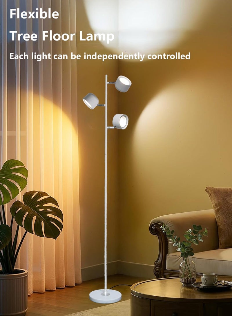 LED Tree Floor Lamp, Dimmable Modern Floor Light with 3 Color Temperature, Remote & Touch Control, 1 Hour Timer, 3 Rotating Standing Lamp for Reading Living Room Bedroom Office, White - Image 4