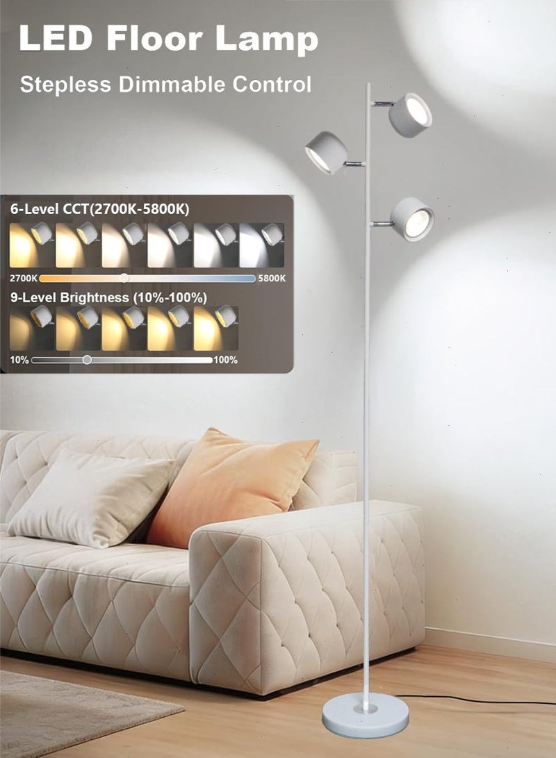 LED Tree Floor Lamp, Dimmable Modern Floor Light with 3 Color Temperature, Remote & Touch Control, 1 Hour Timer, 3 Rotating Standing Lamp for Reading Living Room Bedroom Office, White - Image 3