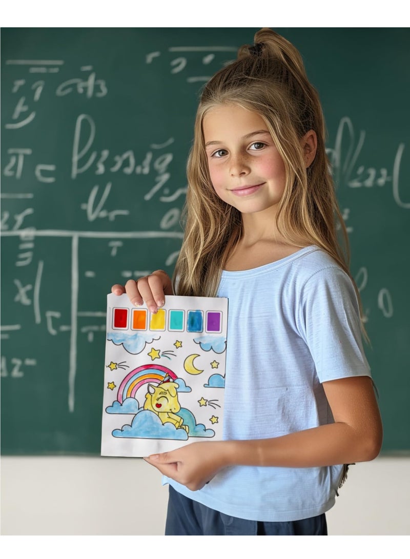 SYOSI Water Coloring Book, Unicorn Themed Watercolor Painting Kit with Brush, Ideal for Ages 4-8, Creative Arts and Crafts, Drawing Activity Book, Gift for Kids - Image 5