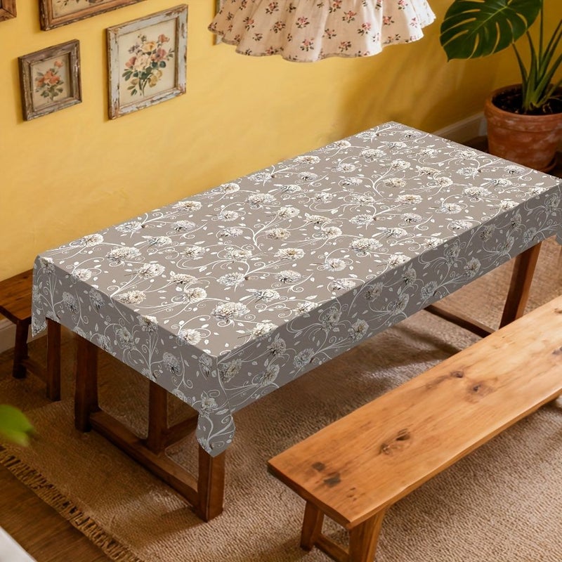 PVC Floral Round Tablecloth 58 x 85 Inches Rectangular Table Decoration For Picnics Party Home - Image 5