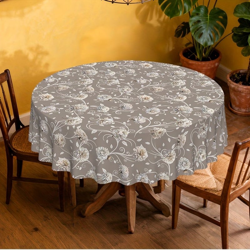 PVC Floral Round Tablecloth 58 x 85 Inches Rectangular Table Decoration For Picnics Party Home - Image 3