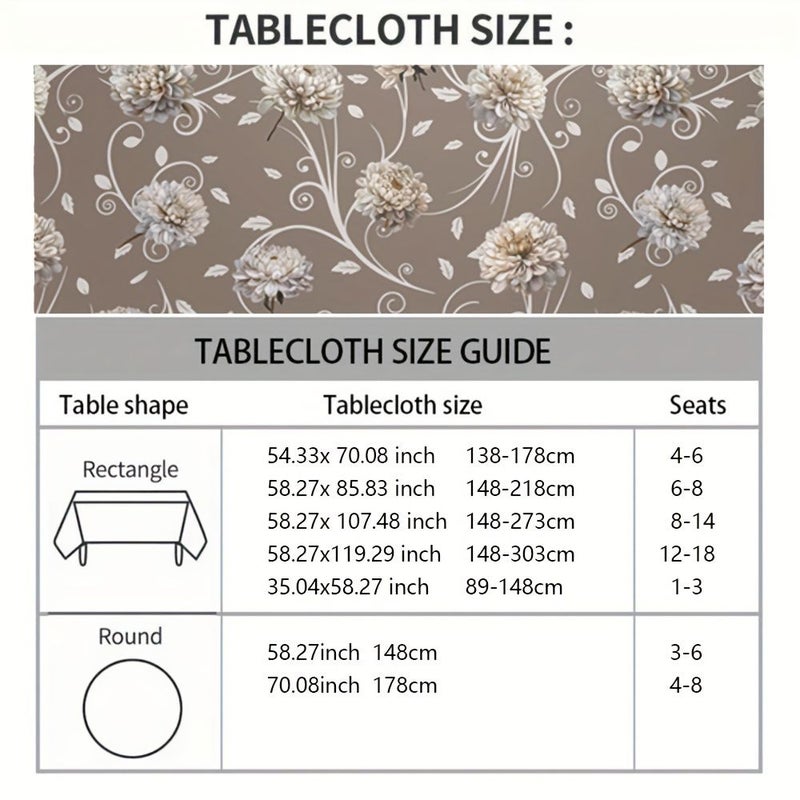 PVC Floral Round Tablecloth 58 x 85 Inches Rectangular Table Decoration For Picnics Party Home - Image 4
