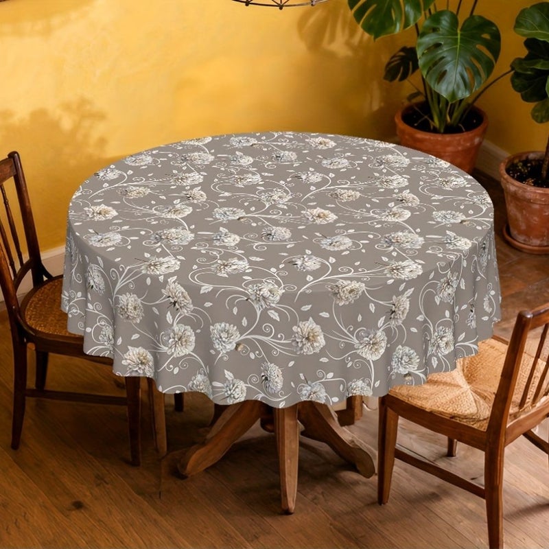 PVC Floral Round Tablecloth 58 x 85 Inches Rectangular Table Decoration For Picnics Party Home - Image 2