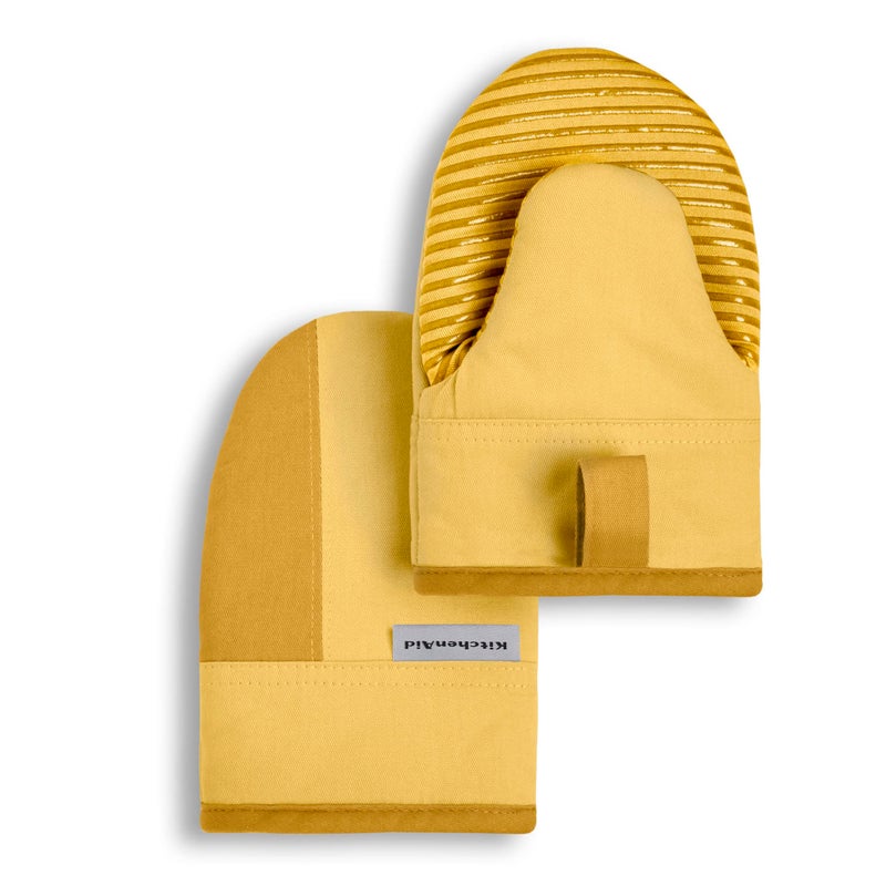 KitchenAid Beacon Two-Tone Non-Slip Mini Oven Mitt Set  Majestic Yellow  5.5""x8""  2 Piece - Image 1