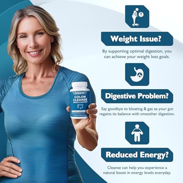 Happee Colon Cleanser & Detox for Weight Loss & GLP-1 Support - 15 Day Colon Cleanse Pills & Gut Support Probiotics Women Men - Fast Natural Laxatives Constipation Relief - Image 3