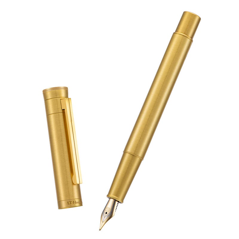 Asvine Hongdian Raw Brass Fountain Pen Extra Fine Nib Classic Design Smooth Writing Copper Pen with Converter and Pen Case Set - Image 3