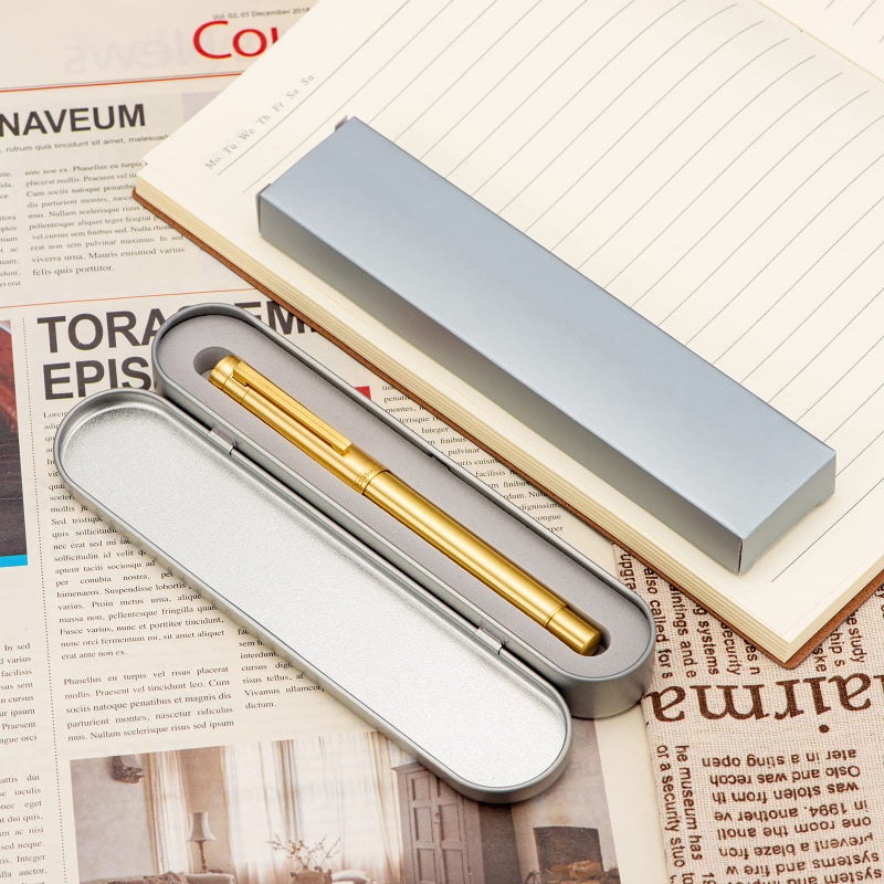 Asvine Hongdian Raw Brass Fountain Pen Extra Fine Nib Classic Design Smooth Writing Copper Pen with Converter and Pen Case Set - Image 5