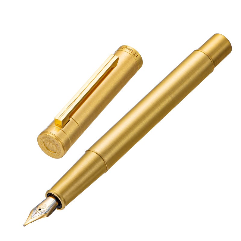 Asvine Hongdian Raw Brass Fountain Pen Extra Fine Nib Classic Design Smooth Writing Copper Pen with Converter and Pen Case Set - Image 1