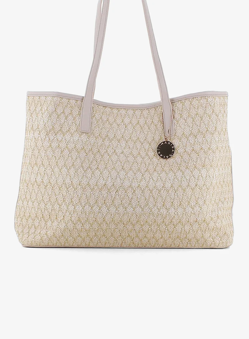 مارينا جالانتي Marina Galanti Atzara Quilted Fabric Shopper Bag - Beige
