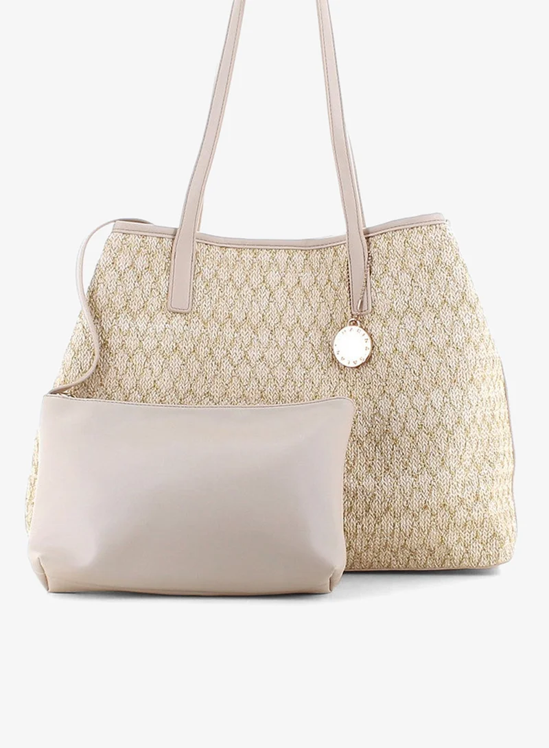 مارينا جالانتي Marina Galanti Atzara Quilted Fabric Shopper Bag - Beige