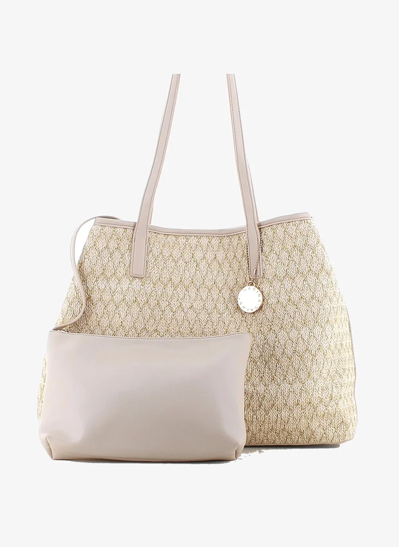 Marina Galanti Marina Galanti Atzara Quilted Fabric Shopper Bag - Beige