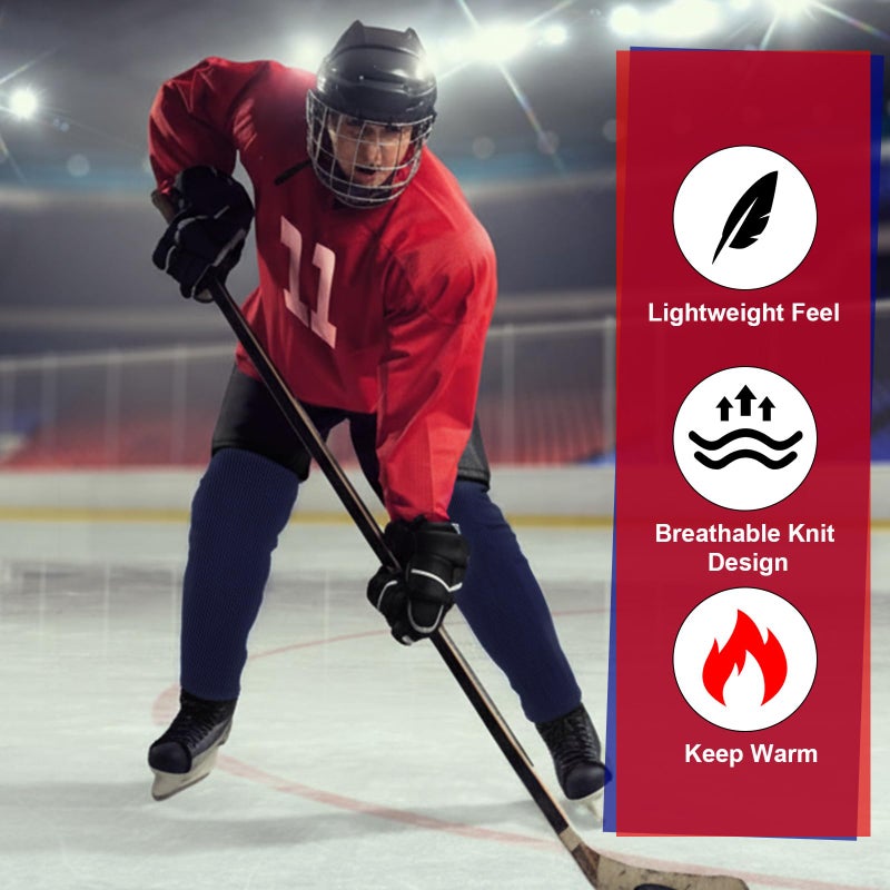 Chicingyou 2 Pairs 24 Inch Knit Hockey Socks Solid Color Practice Ice Hockey Socks for Men, Youth and Adult Sizes, Thick and Durable (Black, Navy Blue) - Image 4