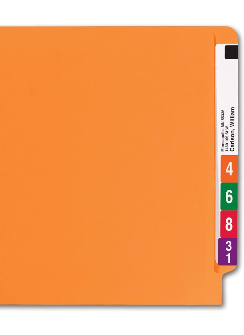 Smead Smead End Tab File Folder, Shelf-Master Reinforced Straight-Cut Tab, Letter Size, Orange, 100 per Box (25510)  - Image 1
