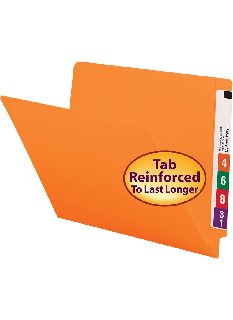 Smead Smead End Tab File Folder, Shelf-Master Reinforced Straight-Cut Tab, Letter Size, Orange, 100 per Box (25510)  - Image 2