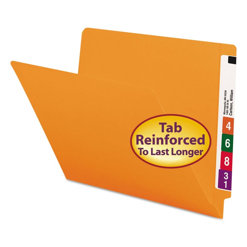 Smead End Tab File Folder, Shelf-Master Reinforced Straight-Cut Tab, Letter Size, Orange, 100 per Box (25510) - Image 1