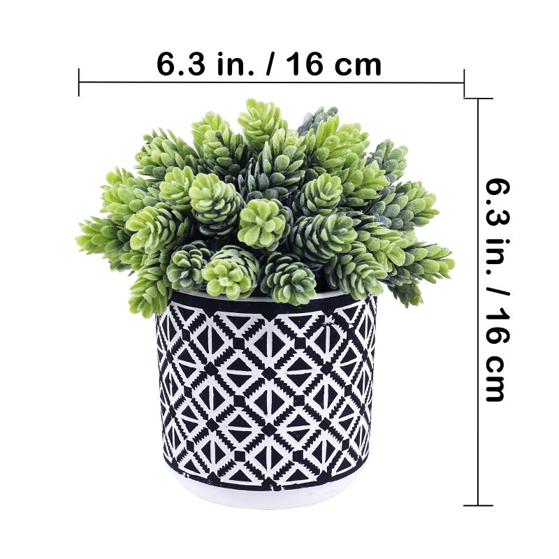 Winlyn Winlyn 3 Pcs Small Potted Succulents Plants Artificial String of Pearls Aloe Hops Succulents in Black Geometric Concrete Pots for Gifts Modern Home Bathroom Window Table Indoor Outdoor Greenery D?cor  - Image 3