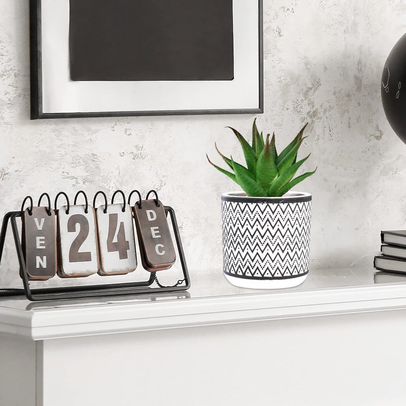 Winlyn Winlyn 3 Pcs Small Potted Succulents Plants Artificial String of Pearls Aloe Hops Succulents in Black Geometric Concrete Pots for Gifts Modern Home Bathroom Window Table Indoor Outdoor Greenery D?cor  - Image 5