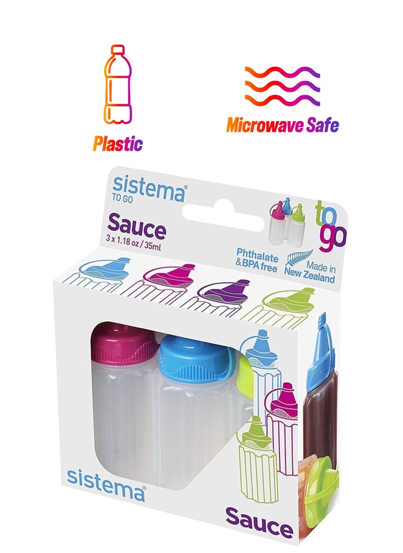 sistema - Sistema Sauce TO GO 3 Pack 35ml : Sauce Containers - Portable - Leak-proof - BPA-free - Image 1