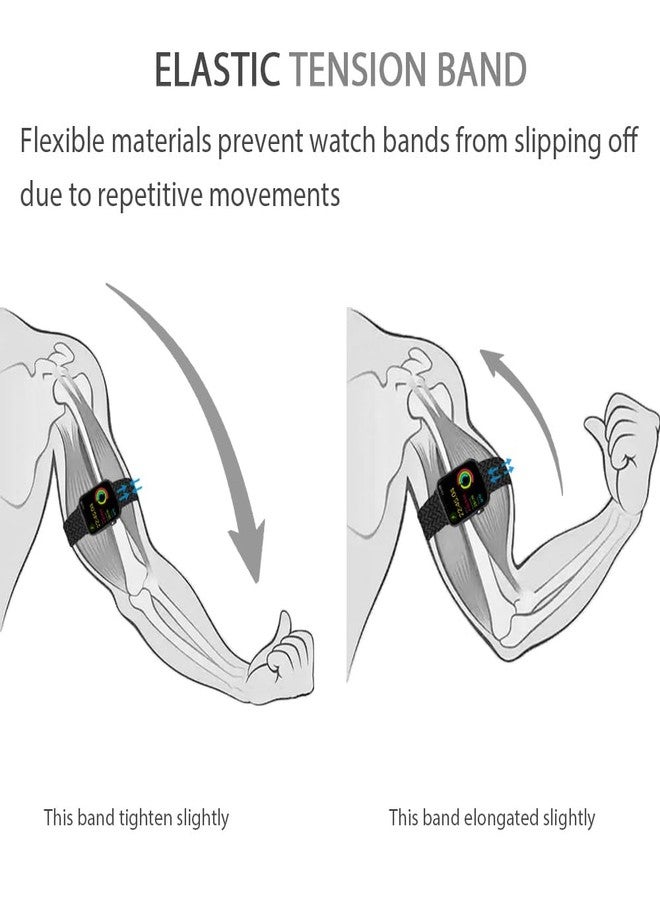 IFCASE Stretchy Arm/Ankle Watch Band for Apple Watch 49/46/45/44mm iWatch Series Ultra 10 9 8 7 6 5 4 SE, Elastic Sport Strap Unisex Armband or Ankleband (Black) - Image 3