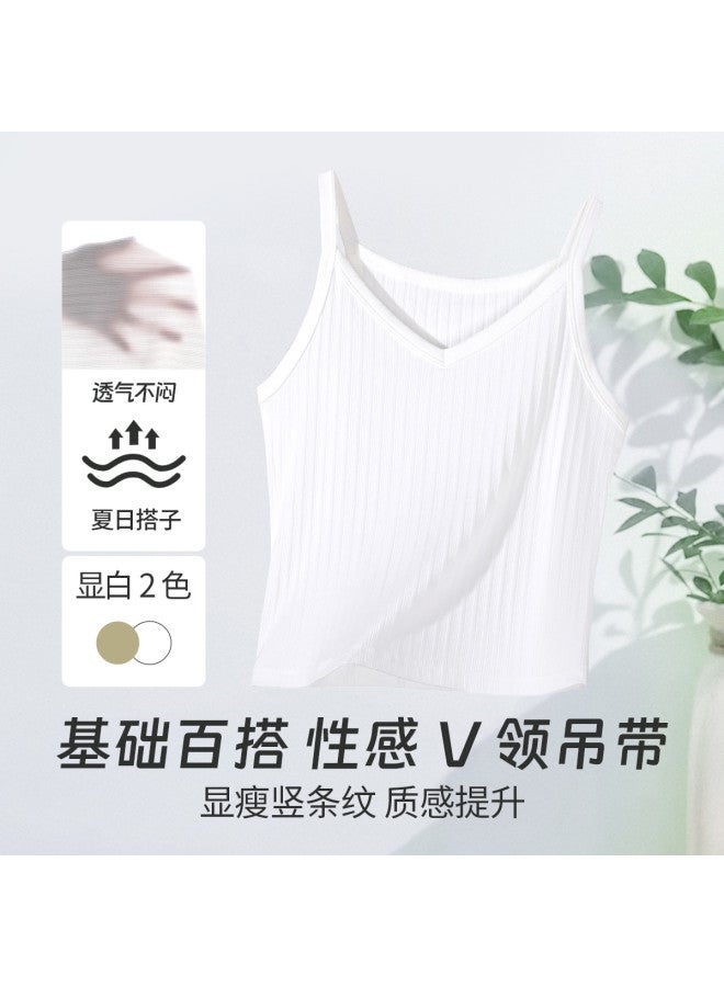 Red Bean قميص نسائي بدون أكمام على شكل حرف V، رقيق وقابل للتنفس، يمكن ارتداؤه بمفرده أو كملابس داخلية، ملابس داخلية بدون أكمام للنساء - Image 2