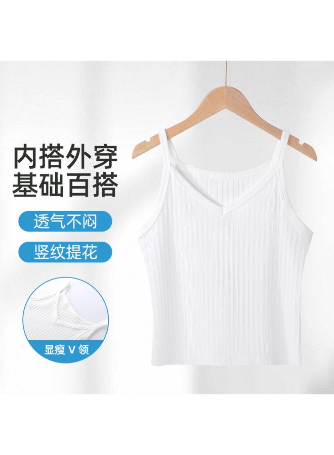 Red Bean قميص نسائي بدون أكمام على شكل حرف V، رقيق وقابل للتنفس، يمكن ارتداؤه بمفرده أو كملابس داخلية، ملابس داخلية بدون أكمام للنساء - Image 3