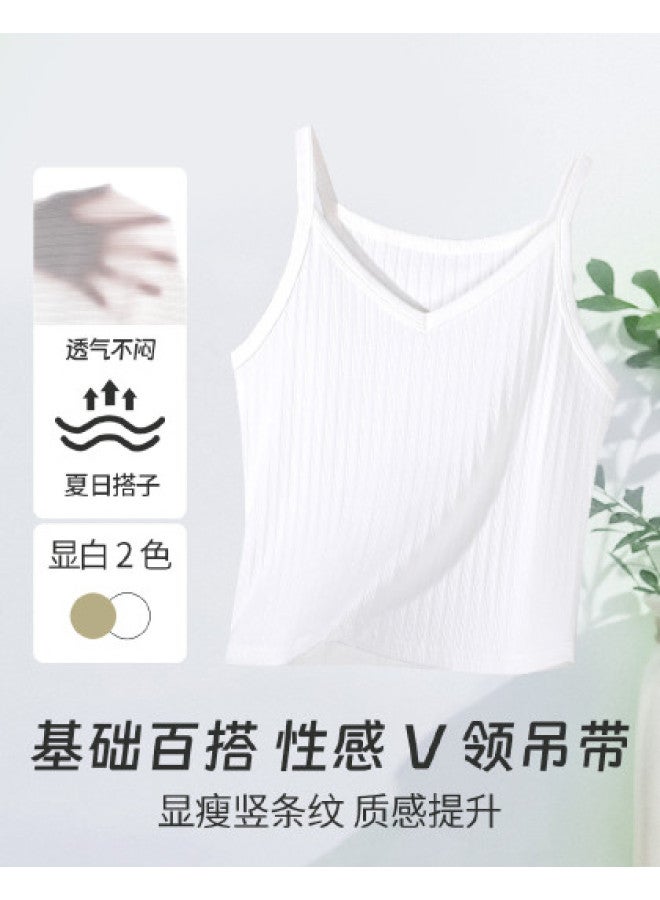 Red Bean قميص نسائي بدون أكمام على شكل حرف V، رقيق وقابل للتنفس، يمكن ارتداؤه بمفرده أو كملابس داخلية، ملابس داخلية بدون أكمام للنساء - Image 1