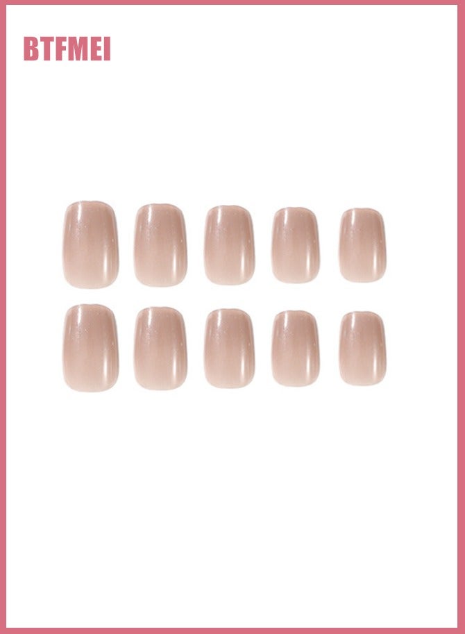 BTFMEI 24-Piece Nude Color  Wearable Nails,Fake Nails,Nail Tips,Short Style, Versatile, Removable, No Damage to Nails, Finished Nails Suitable for Girls - Image 2