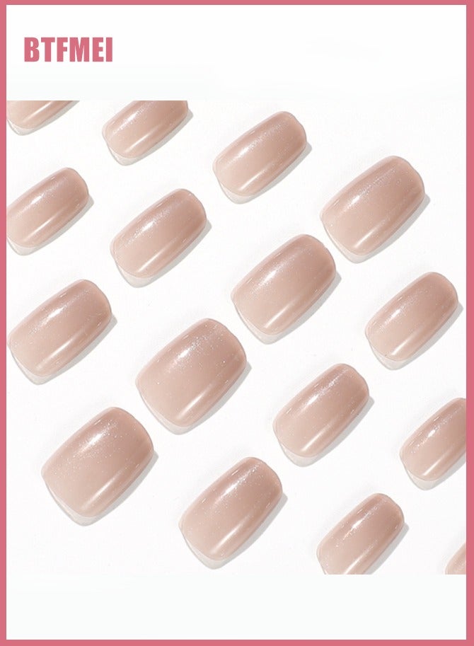 BTFMEI 24-Piece Nude Color  Wearable Nails,Fake Nails,Nail Tips,Short Style, Versatile, Removable, No Damage to Nails, Finished Nails Suitable for Girls - Image 4