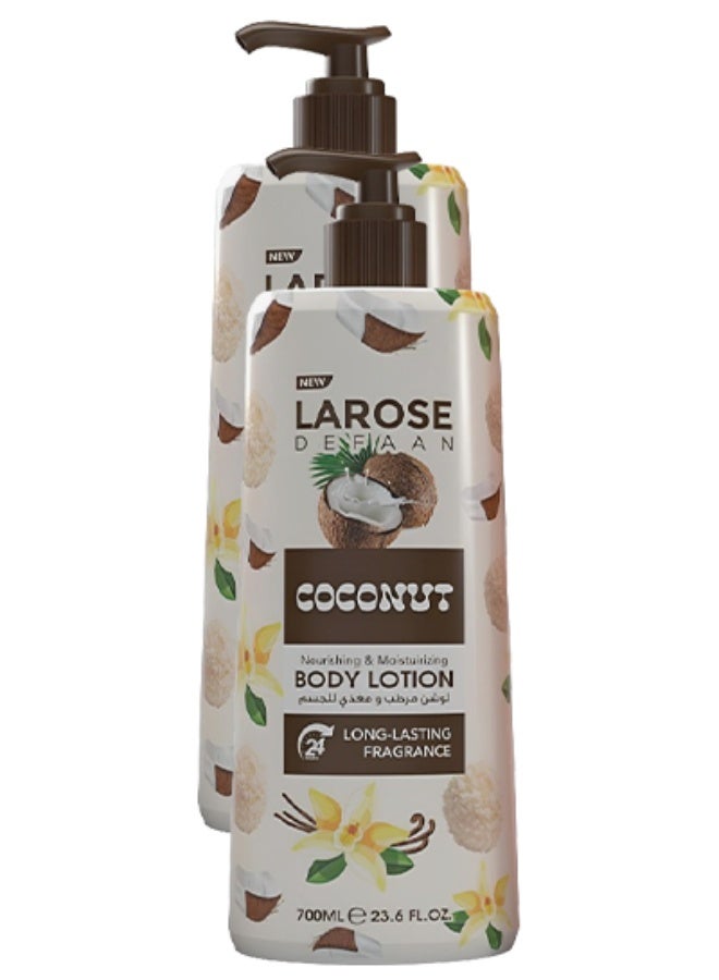 La Rose 2 Pieces Coconut Nourishing & Moisturizing Body Lotion Long Lasting Fragrance 700ml - Image 1