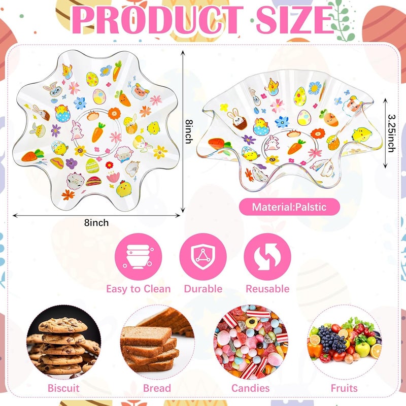 Tioncy 4 Pcs Easter Bowls Egg Serving Plastic Candy Dish Bowl 83 Inches Easter Snack Tray for Holiday Spring Themed Party Tableware Supplies Decoration - Image 2