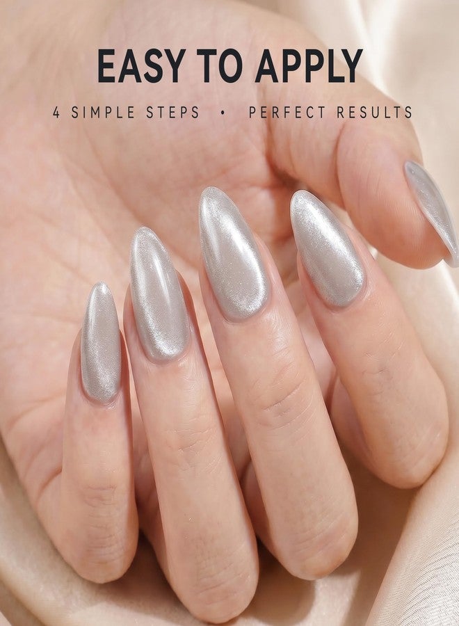 ELLEWIN60 Pcs Cat Eye Press on Nails Kit - Almond, Royal Blue & White, 15 Sizes Acrylic Glossy Full Cover False Nails with Glue, Remover, Tabs & File for Women - Image 3