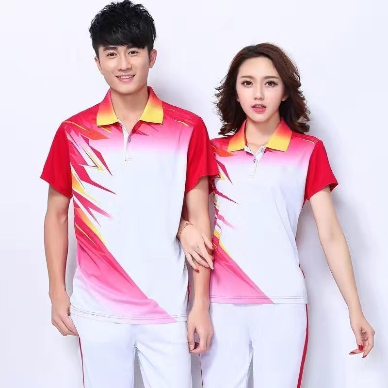 New Summer Short-Sleeved Women'S T-Shirt Men'S Middle-Aged And Elderly Performance Clothing Jiamusi Aerobics Square Dance Sports Suit School Uniform - Image 2