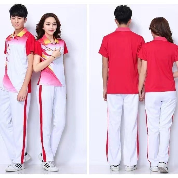 New Summer Short-Sleeved Women'S T-Shirt Men'S Middle-Aged And Elderly Performance Clothing Jiamusi Aerobics Square Dance Sports Suit School Uniform - Image 3
