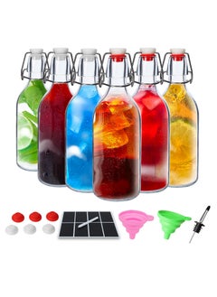 SKYLINK 6 Pack 16oz Swing Top Bottles -Glass Bottle with Airtight Rubber Seal Flip Caps for Home Brewing Kombucha,Beverages,Oil,Vinegar,Water,Soda,Kefir  - Image 1